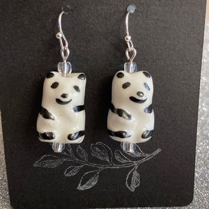 🌸 2 for $15 sale 🌸 Cute Panda Earrings Ceramic Panda Bead Earrings